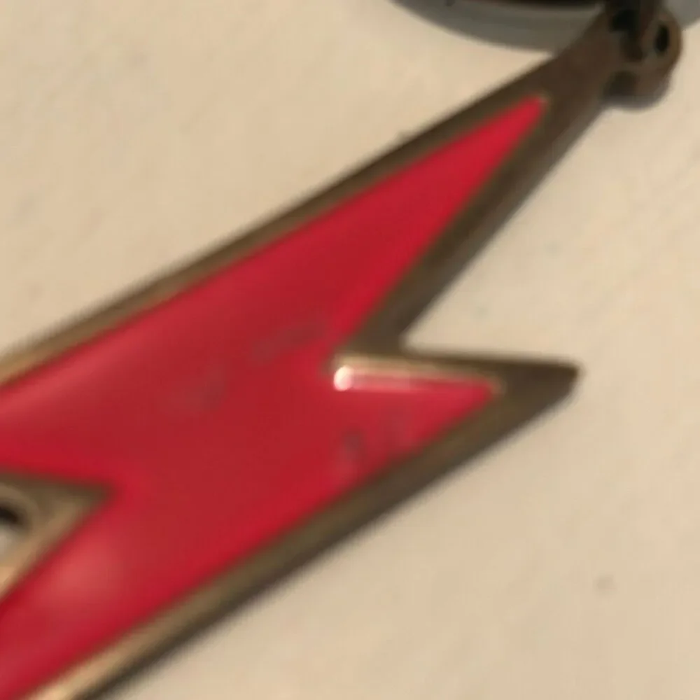 Zimmermann Red Lightning Bolt Keychain Bag Charm Bronze Tone Whimsical